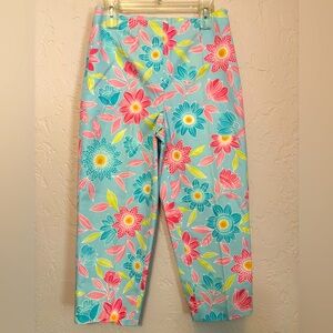 Talbots Stretch Pink & Blue Floral Capris